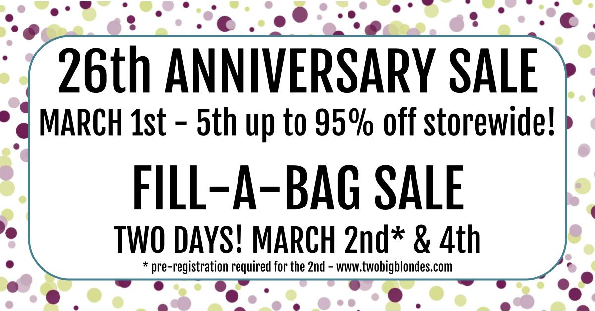 26th Anniversary Giant Storewide & Bag Sale Banner