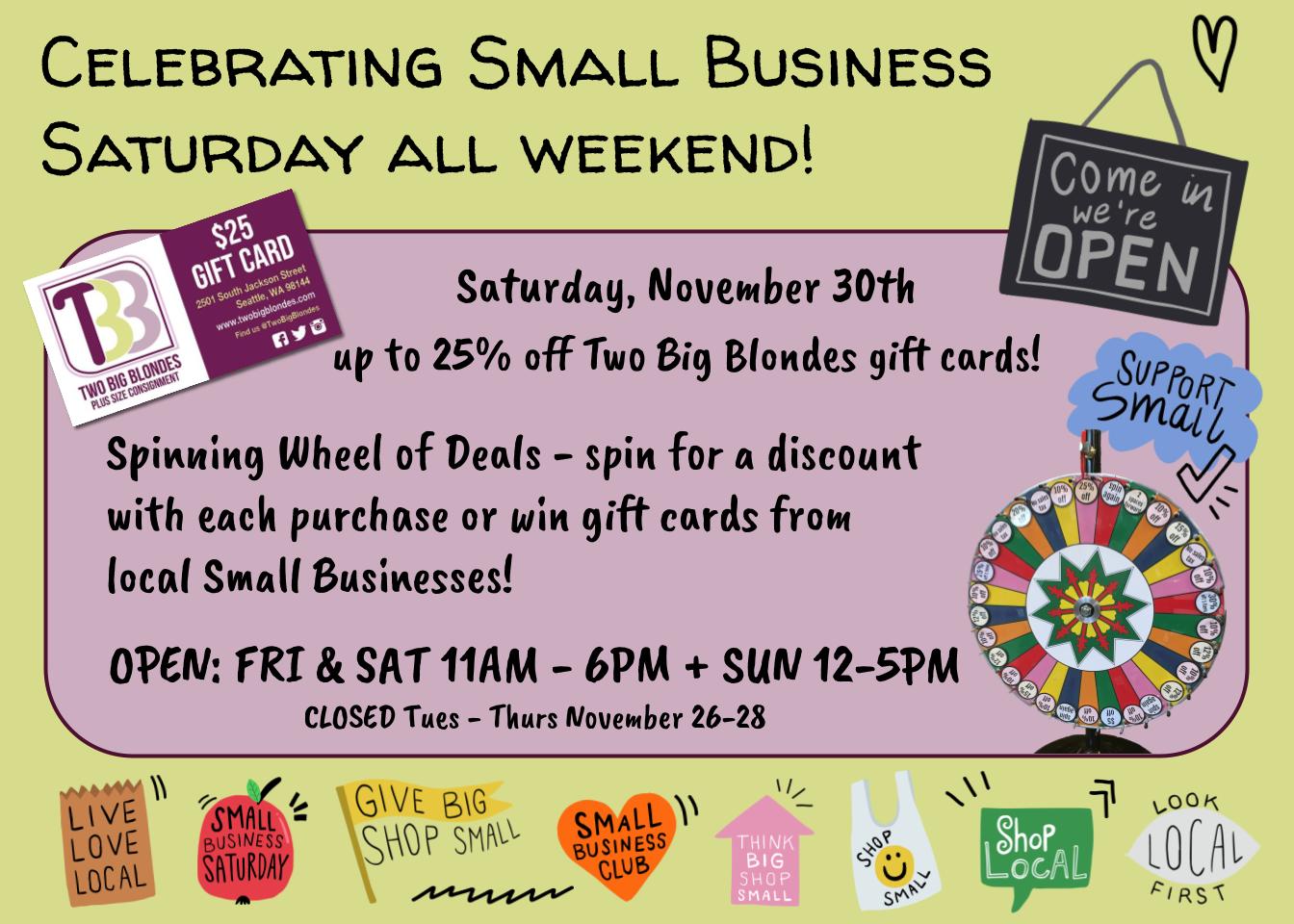 Small Business Saturday 2024 - Nov 29th - December 1st