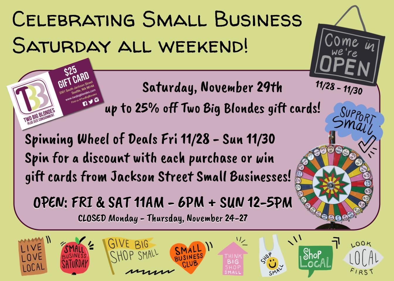 Small Business Saturday 2025 11/28 - 11/30