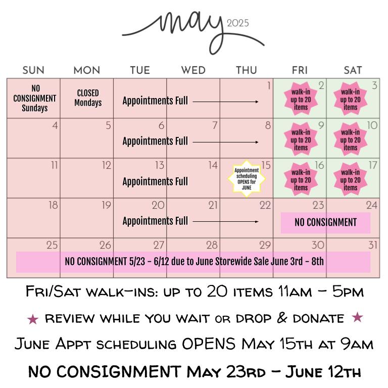 Consignment Appointments - May 2025 FULL Consignment Appointments - May 2025 FULL