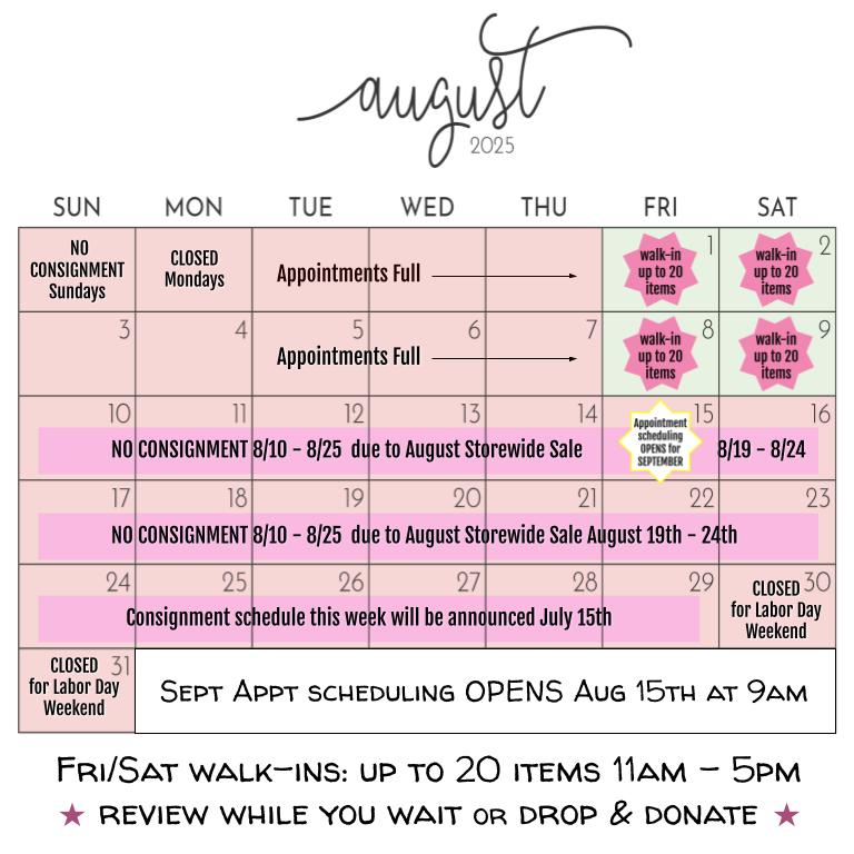 Consignment Appointments - Aug 2025 FULL Consignment Appointments - Aug 2025 FULL