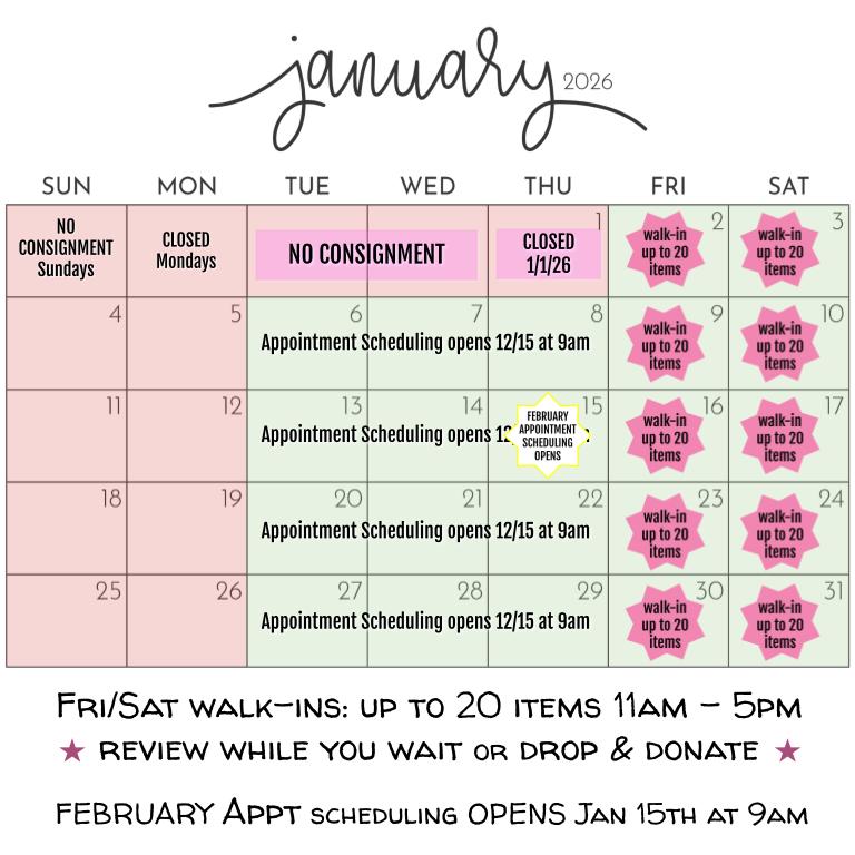 Consignment Appointments - Calendar