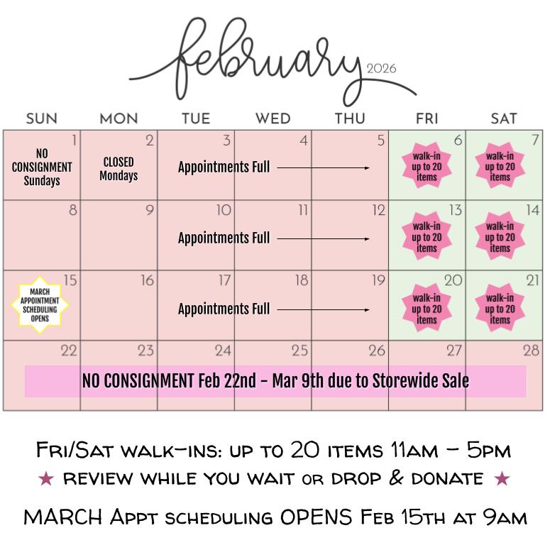 February 2026 Consignment Calendar - FULL